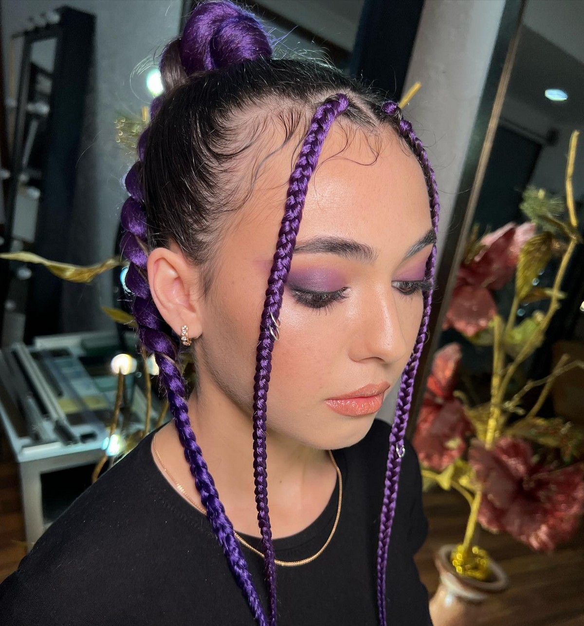 Purple Pony With Face-Framing Braids