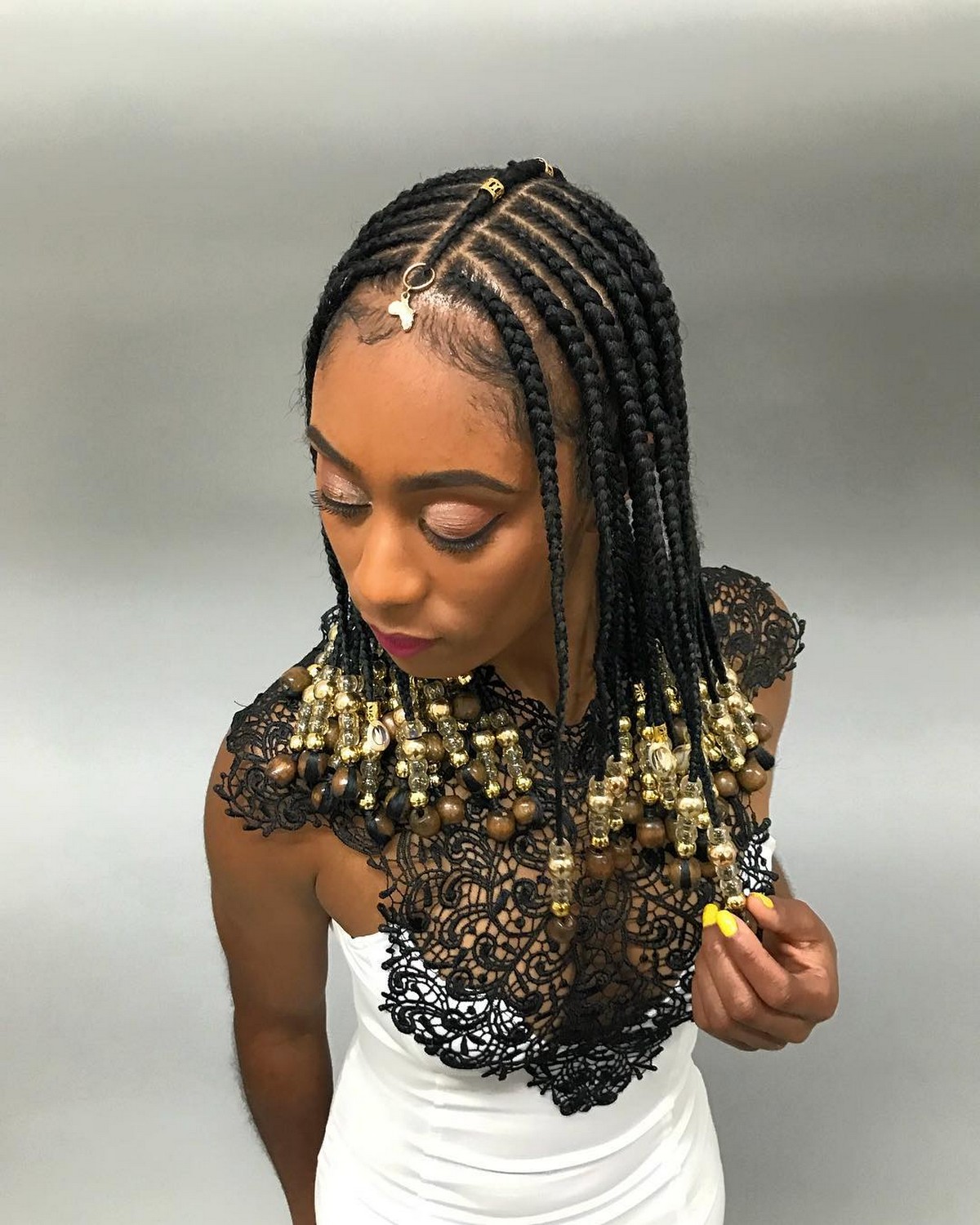 Cleopatra-Style Natural Braids With Beads