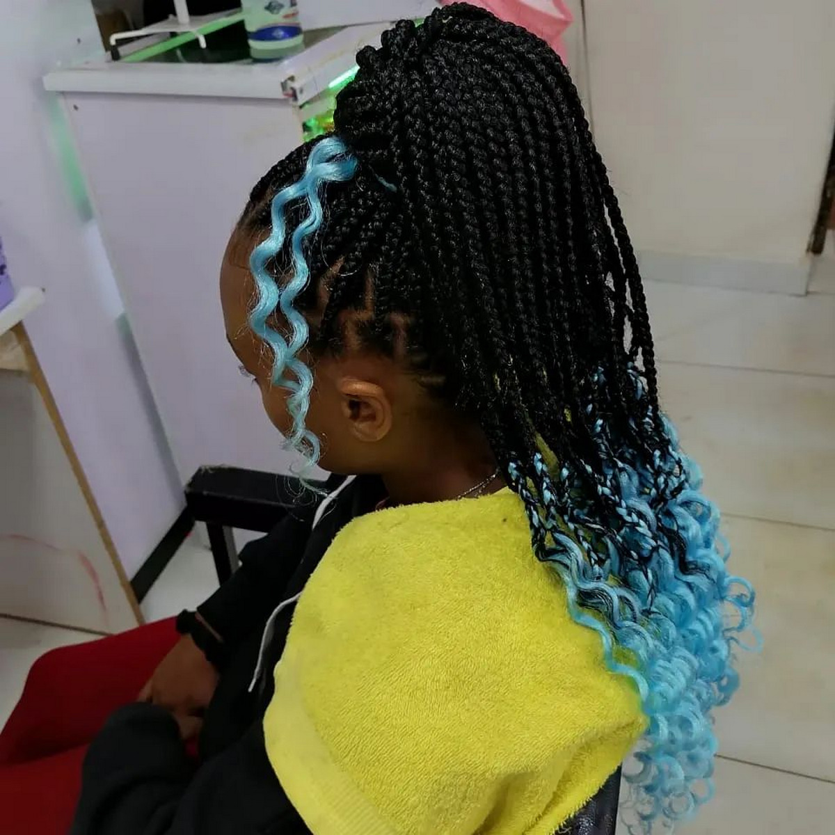 Ponytail With Blue Curls End