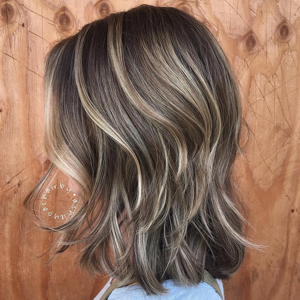 Brown Lob With Highlights