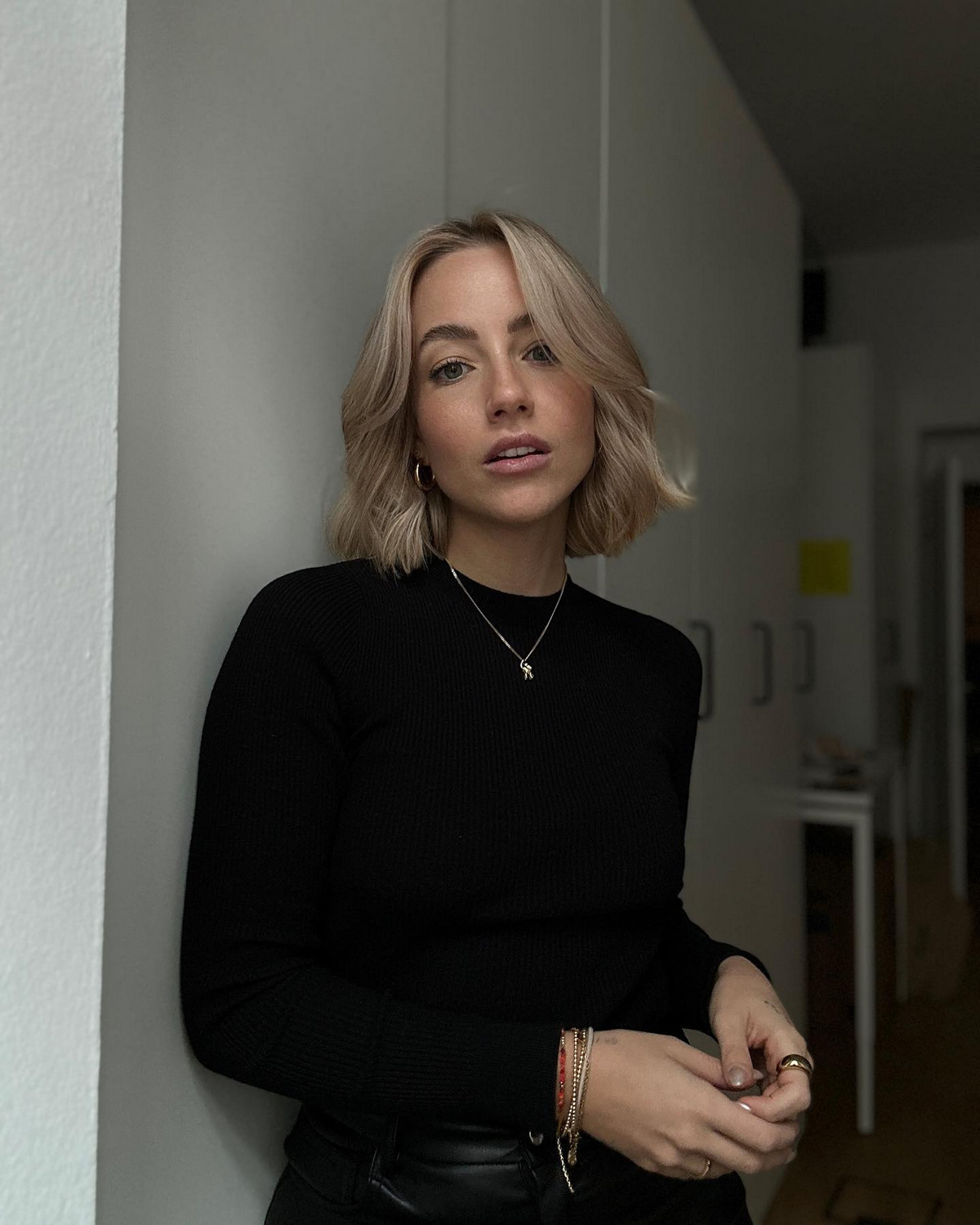 Middle-Part Blonde Bob Hair