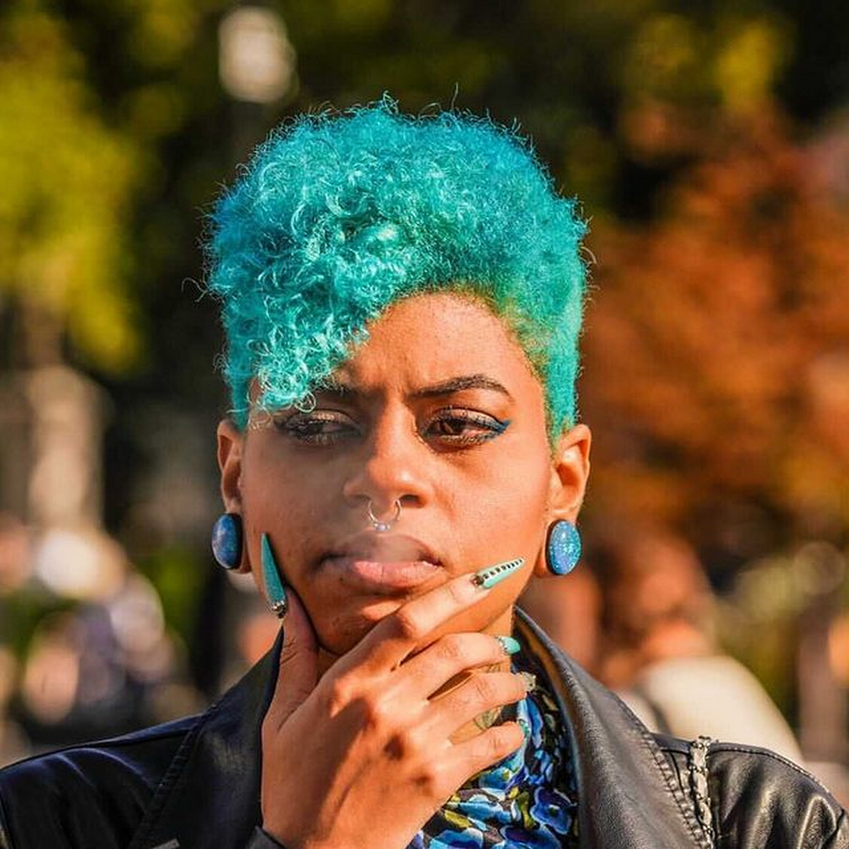 Blue Curly Mohawk
