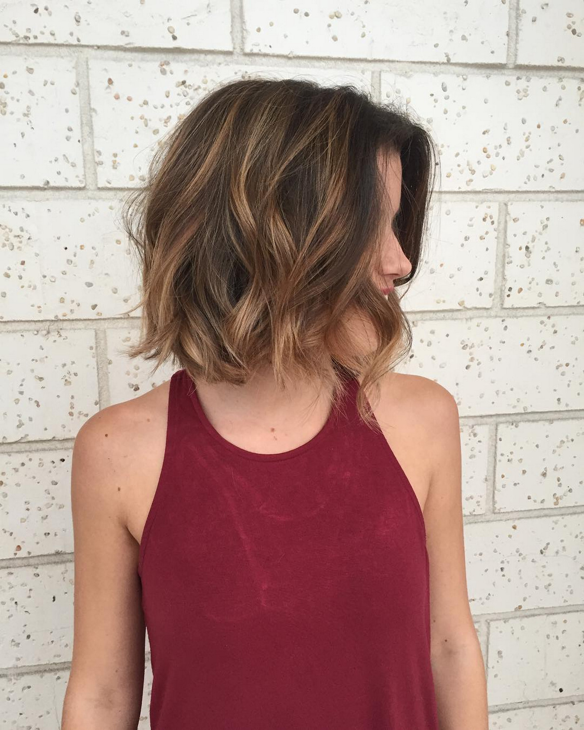 Caramel Balayage on Short Hair