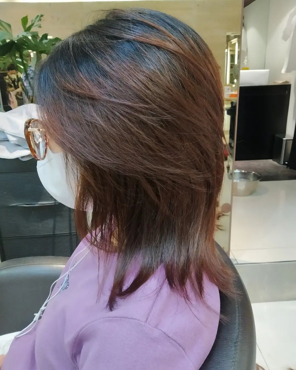 Layer Bob With Wolf Style And Side-Swept Bangs