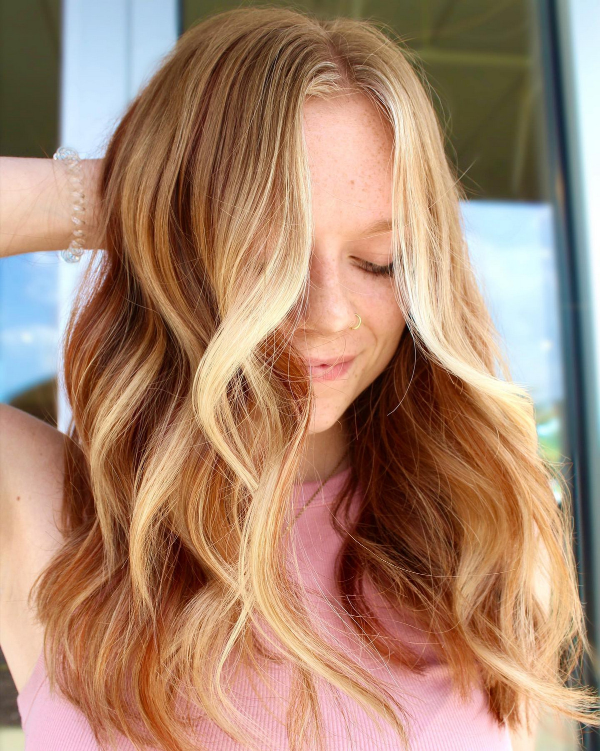 Red Highlight On Blonde Hair