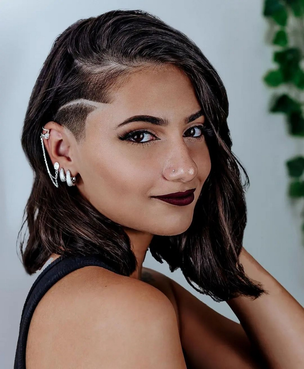Undercut Bob With Side Shave Line