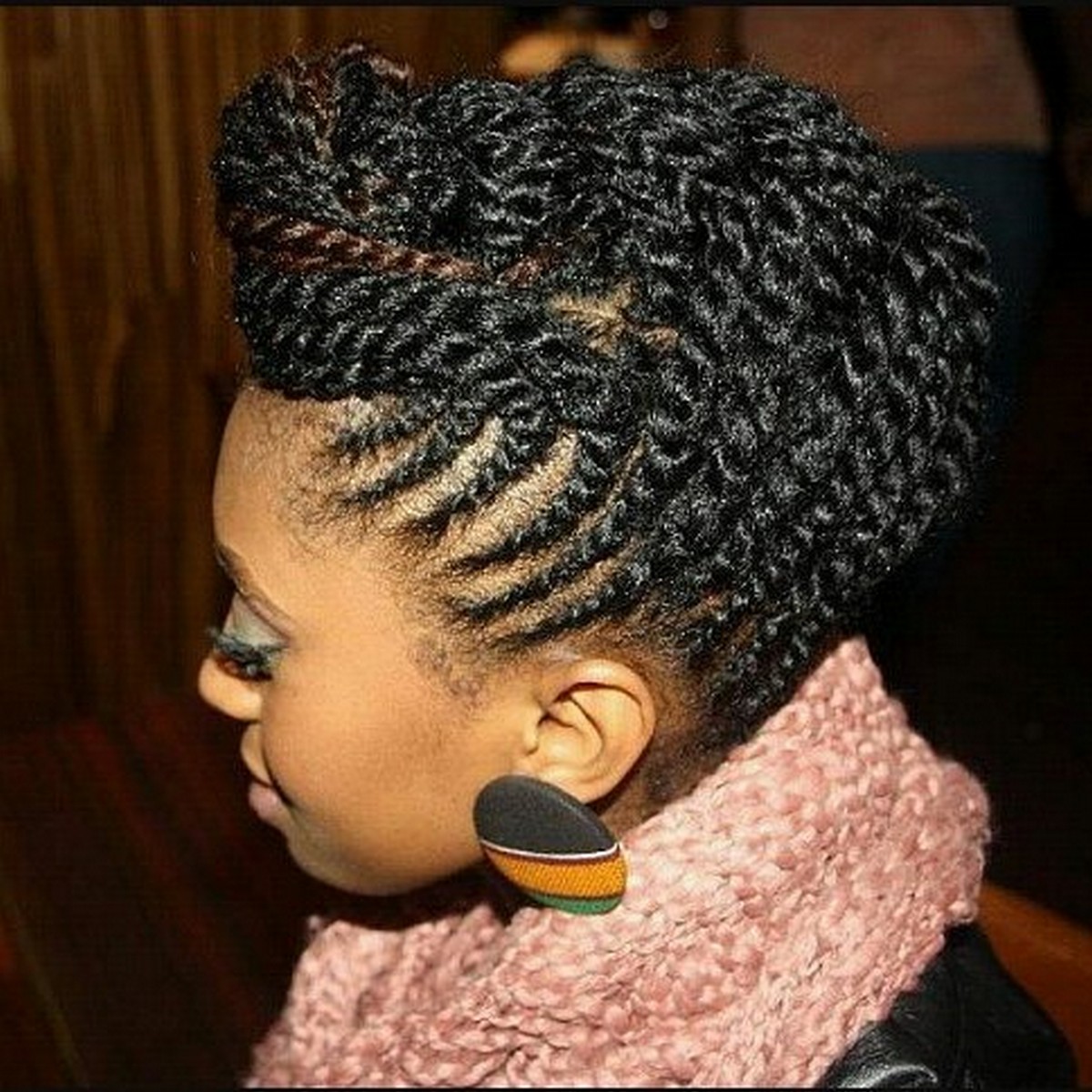 Twisted Cornrows Braid Bouffant