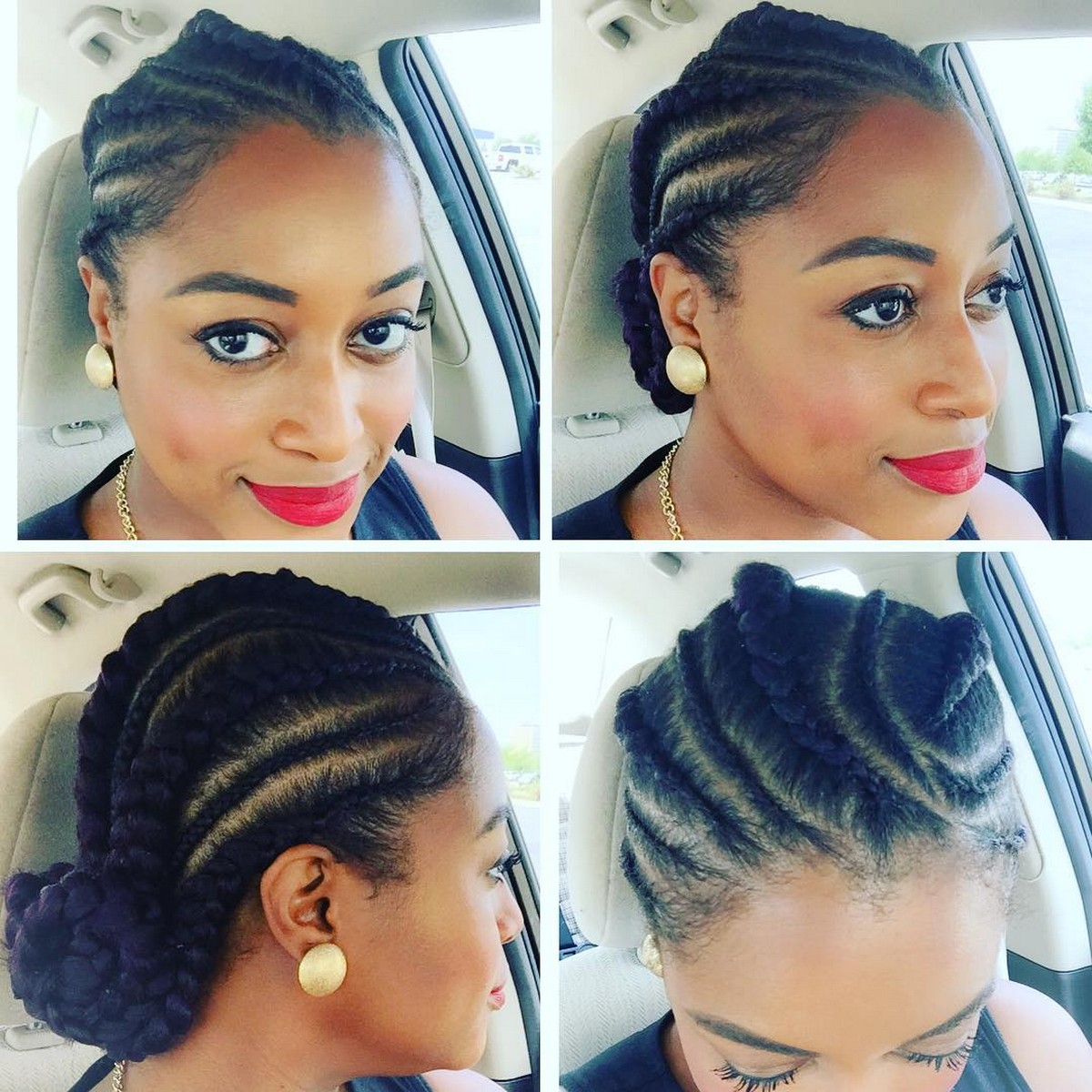 Curved Cornrows Braid Bun