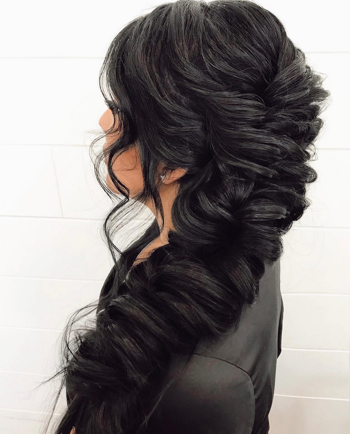 Simple Fluffy Fishtail Black Hair