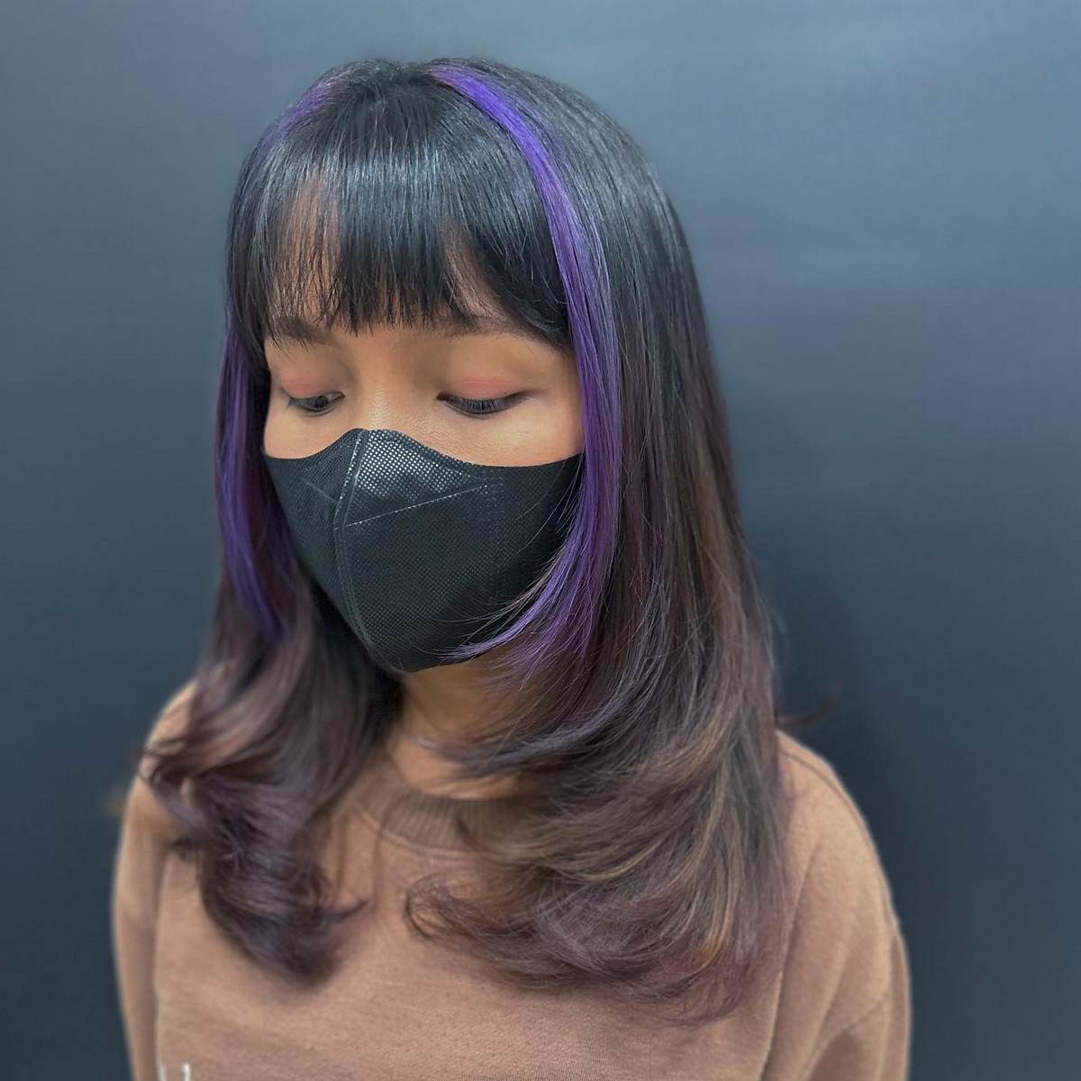Highlight The Long Purple Bob With Silly Bangs