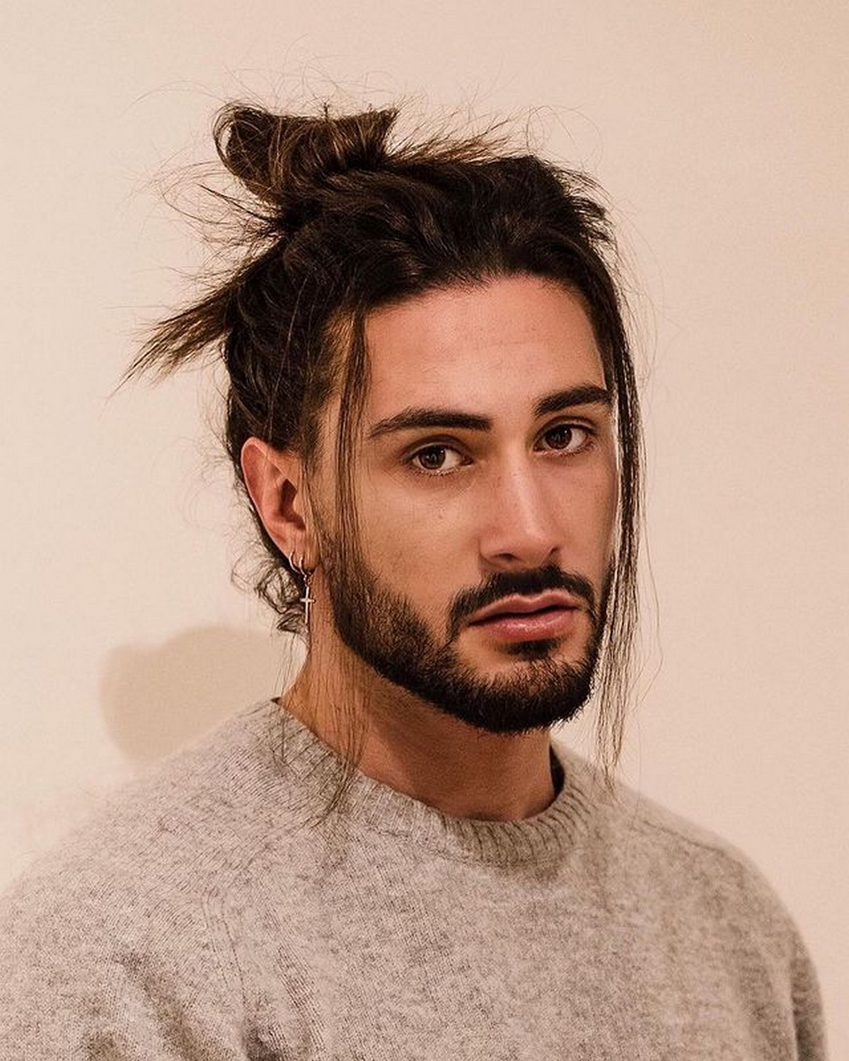Top Knot Ponytail With Black Beard