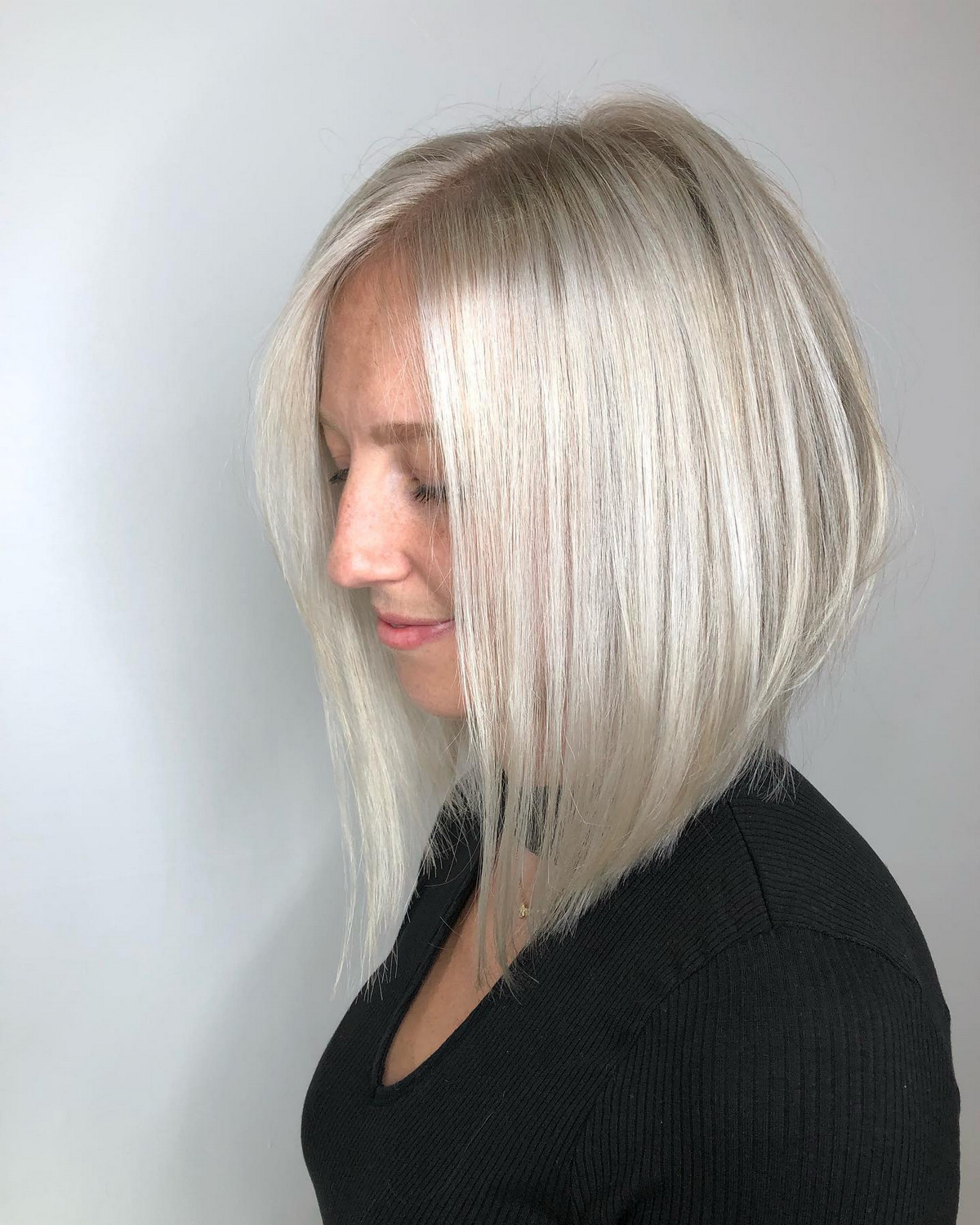 Platinum Blonde Angled Bob