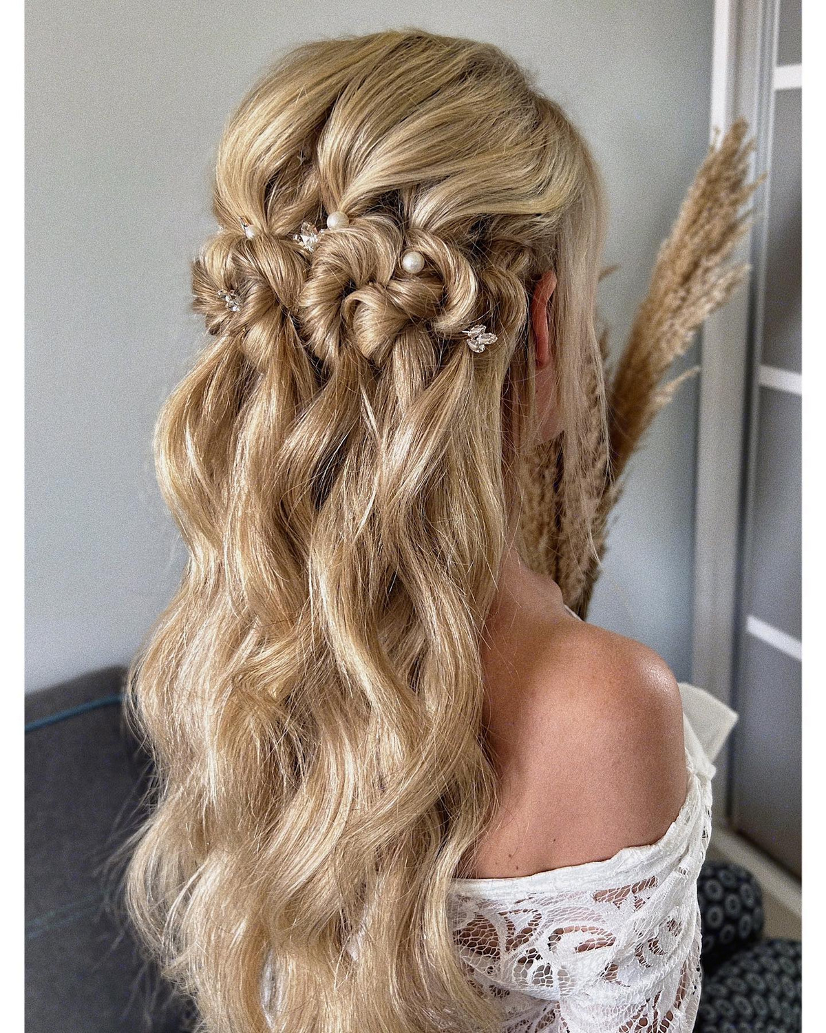 Wavy Waterfall Half Updo