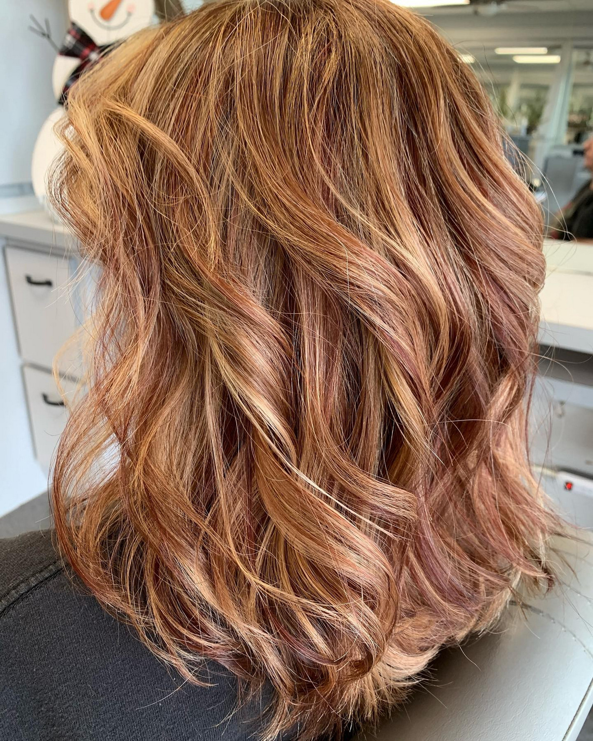 Golden Blonde With Red Highlight