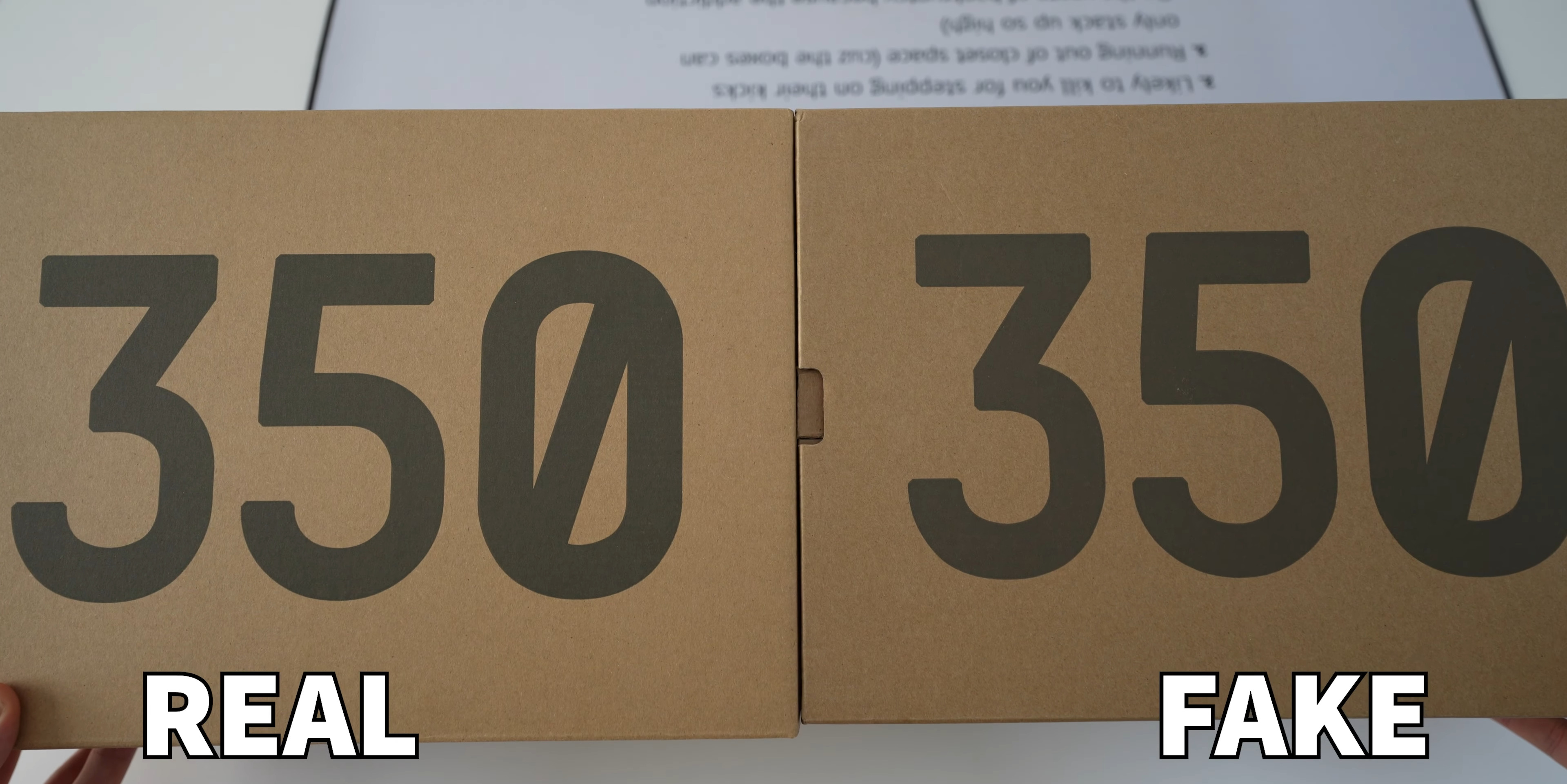The font color of real and fake box