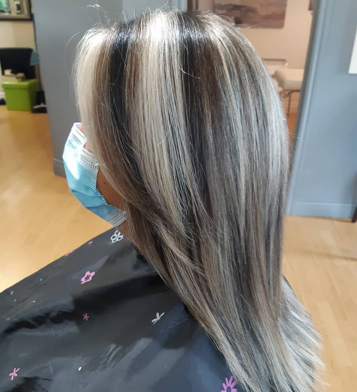 Chunky Platinum Blonde Highlights On Black Hair
