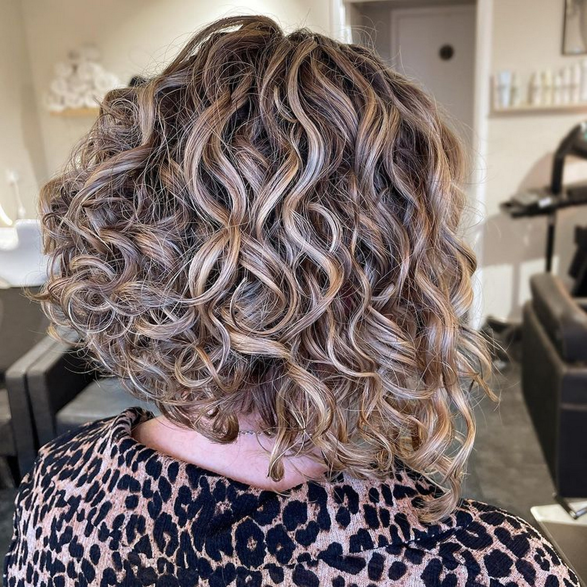 Curly Bob With Highlights