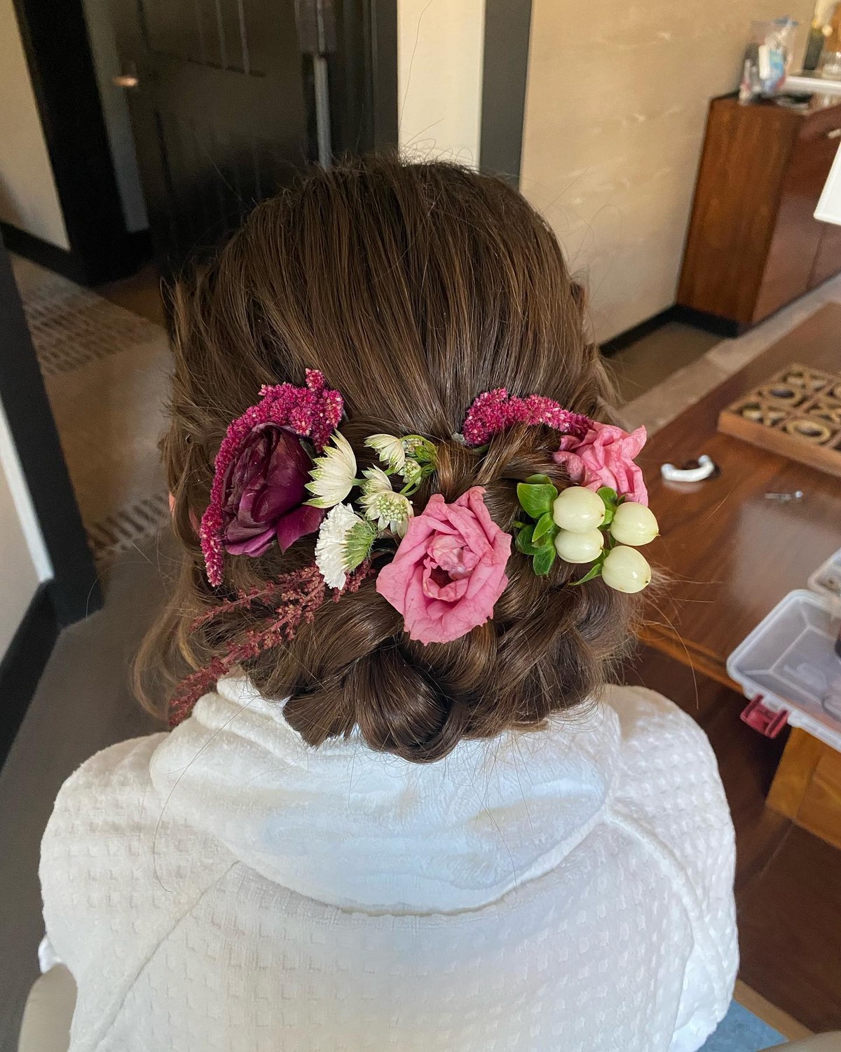 Floral Updo With Delicate Braids