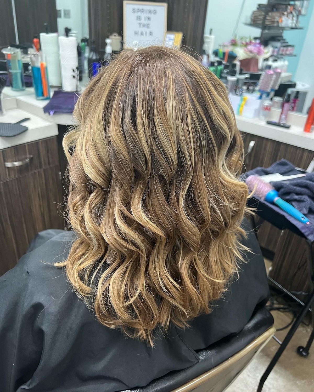 Sun-Kissed Golden Blonde Highlights On Black Hair