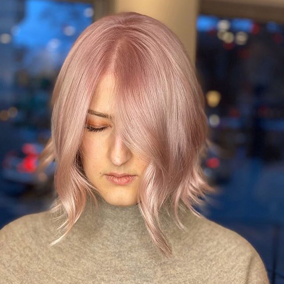 Rose Gold Asymmetrical Bob