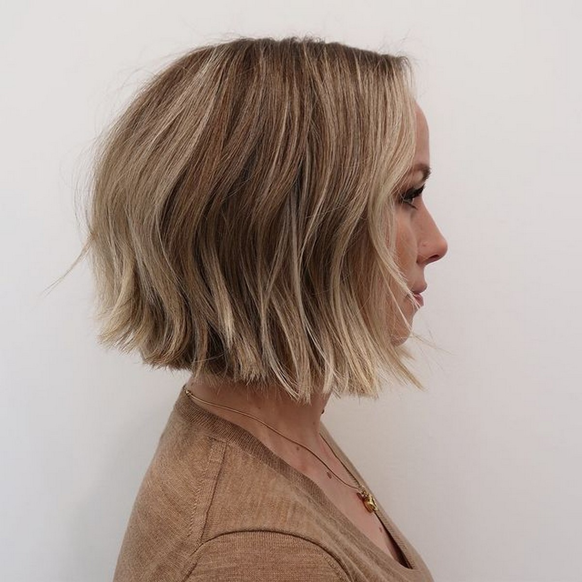 Neck-Length Bob With Blonde Highlights
