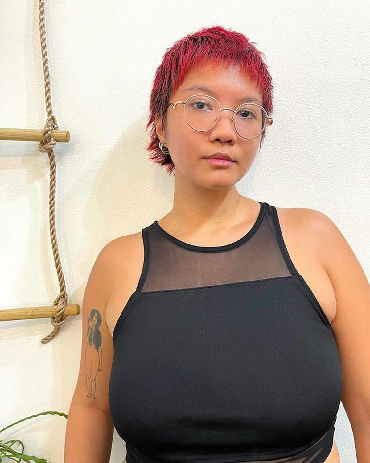 Pixie Mullet with Vibrant Red Dye