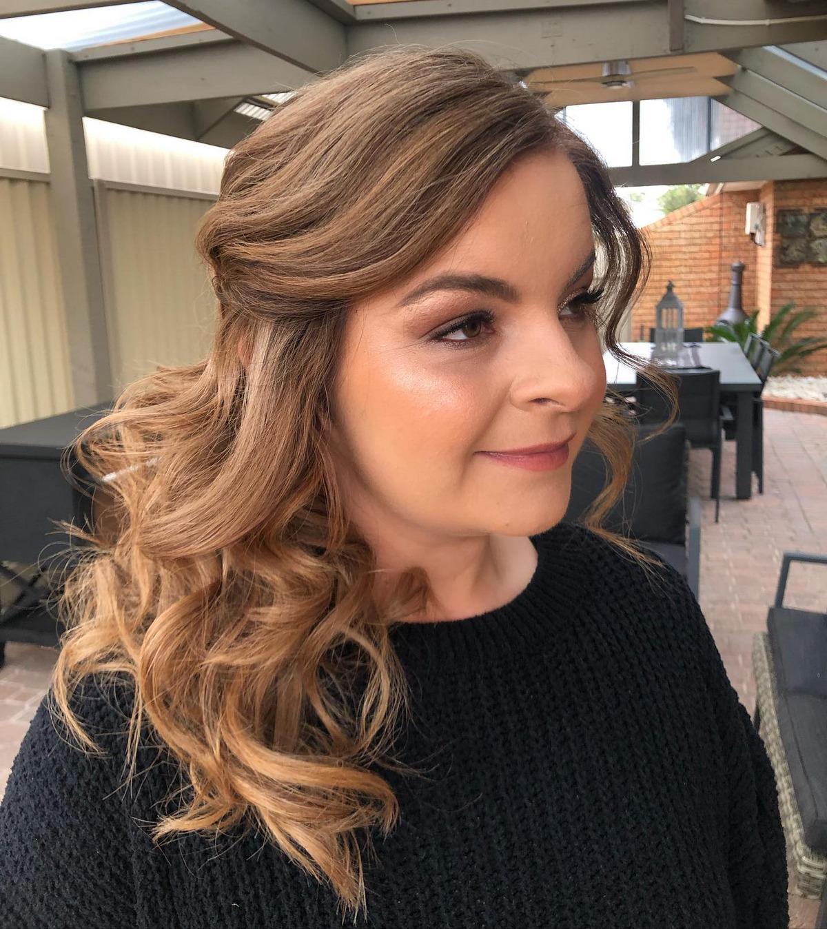 Side-Swept Curls Pinned Back