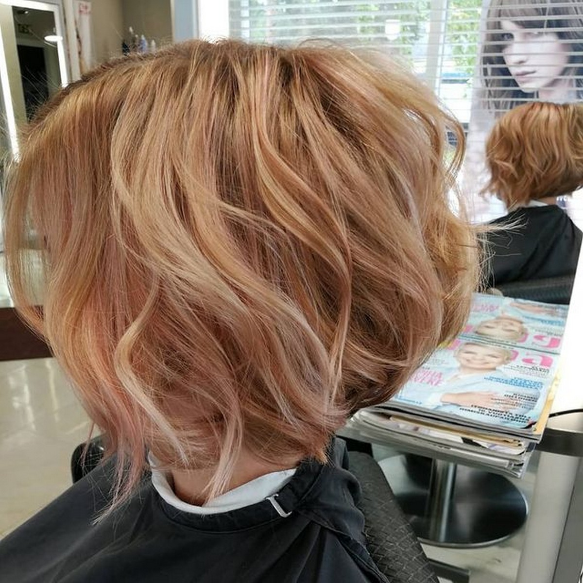 Messy Bob Hair With Rose Gold