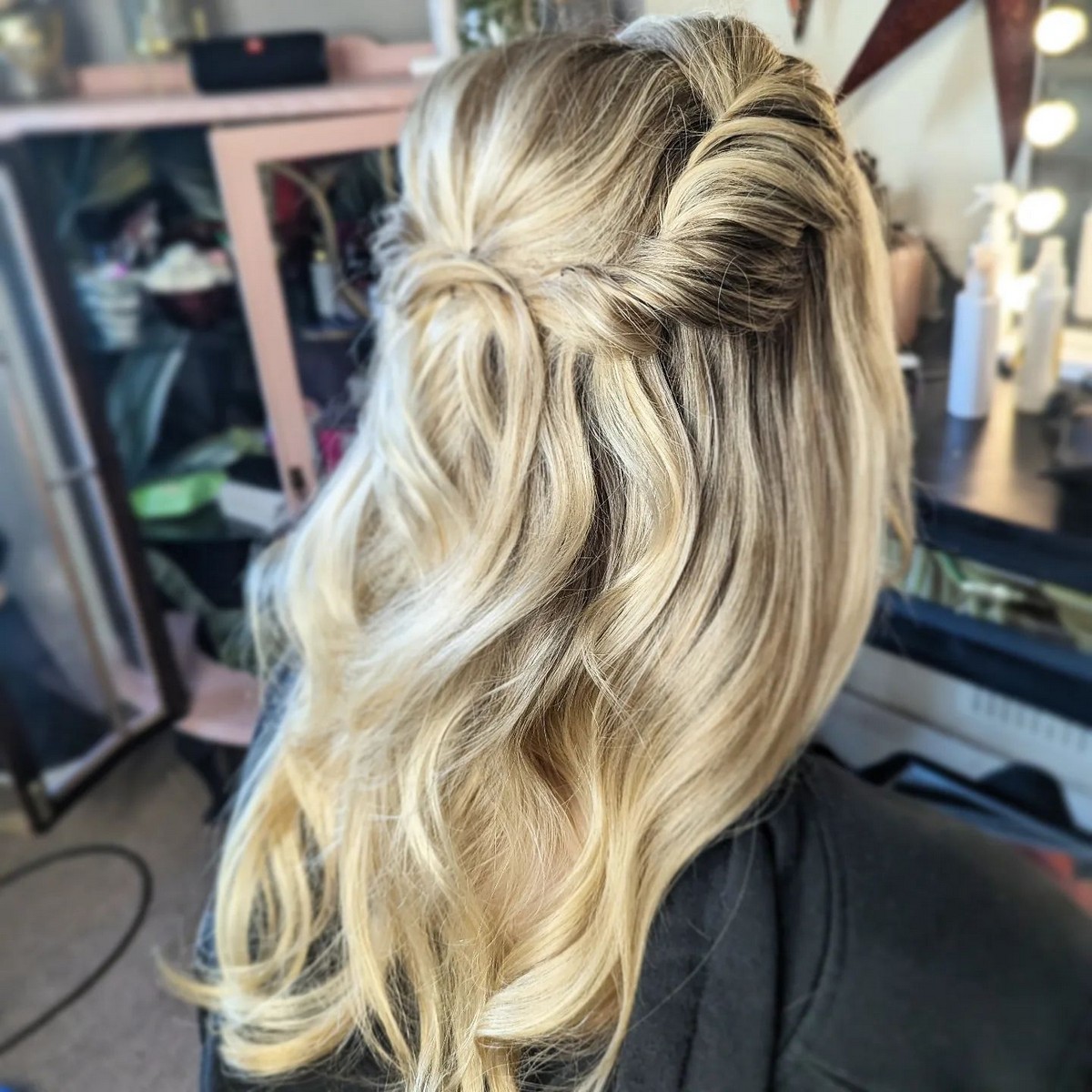 Blonde Half-Up Thick Wave Hair