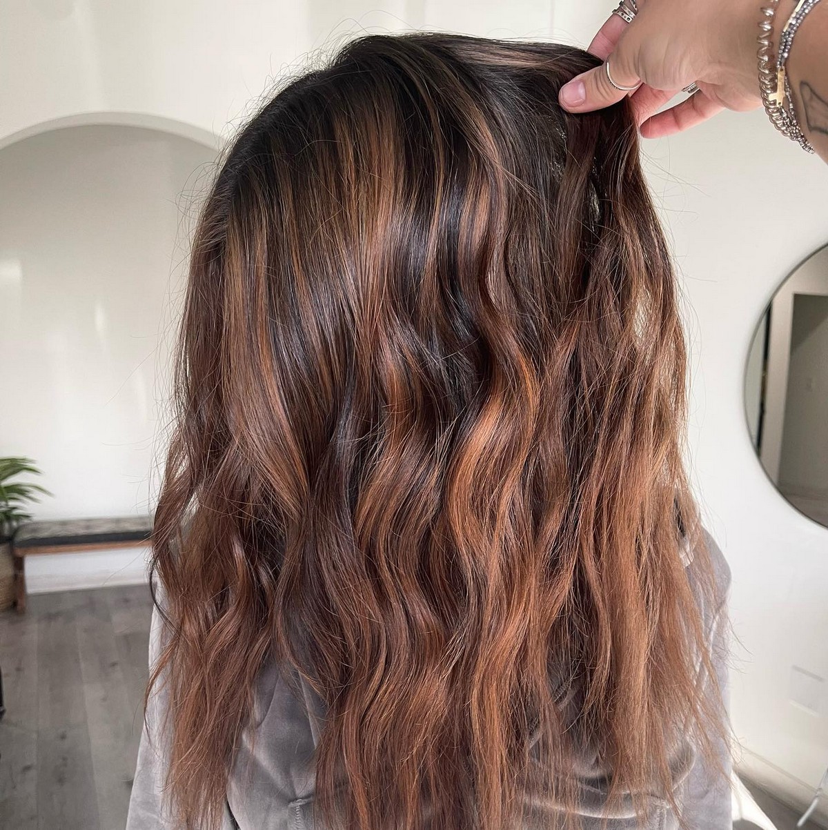 Dark Brown Hair With Cinnamon Highlights