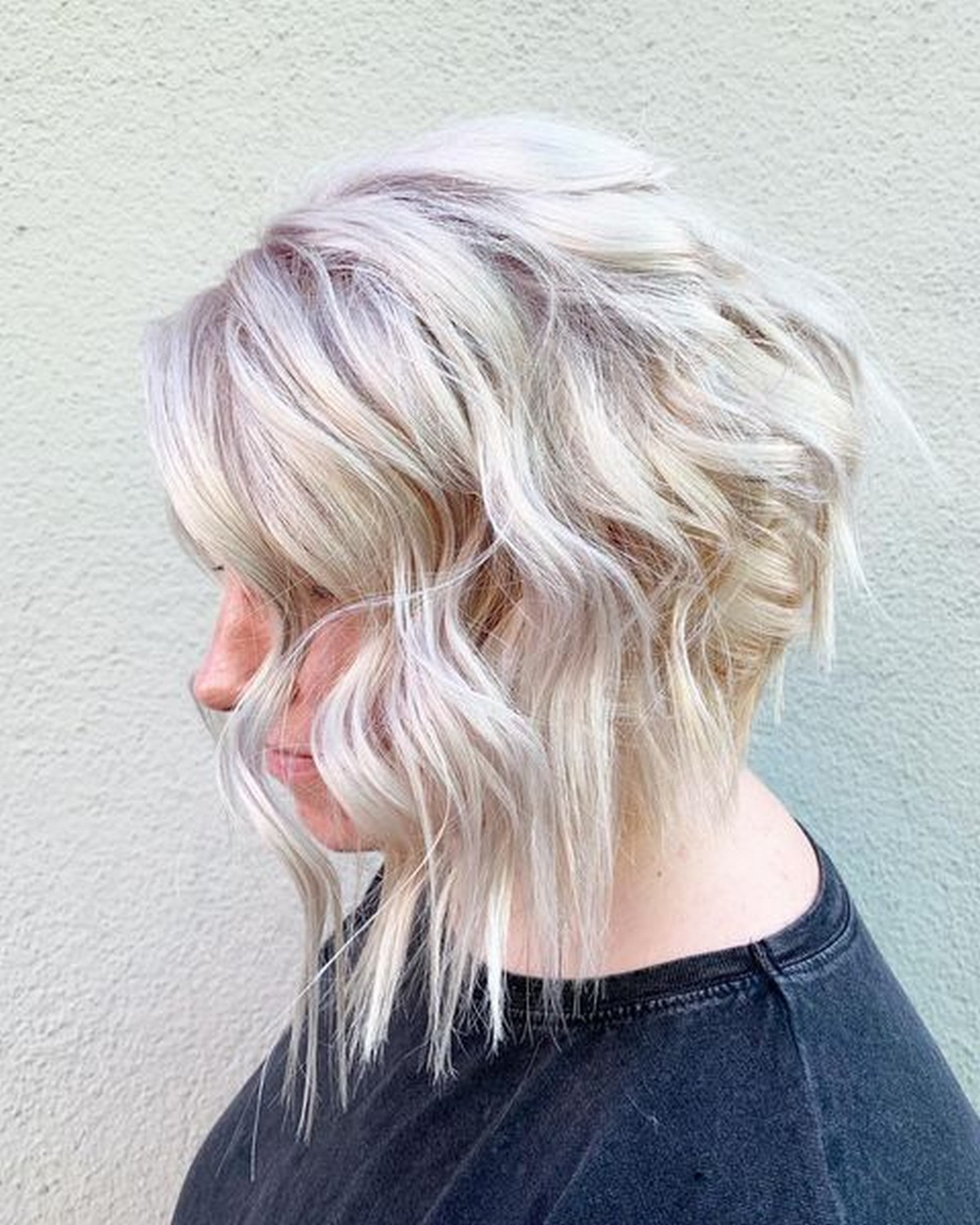 Platinum Blonde Choppy Bob