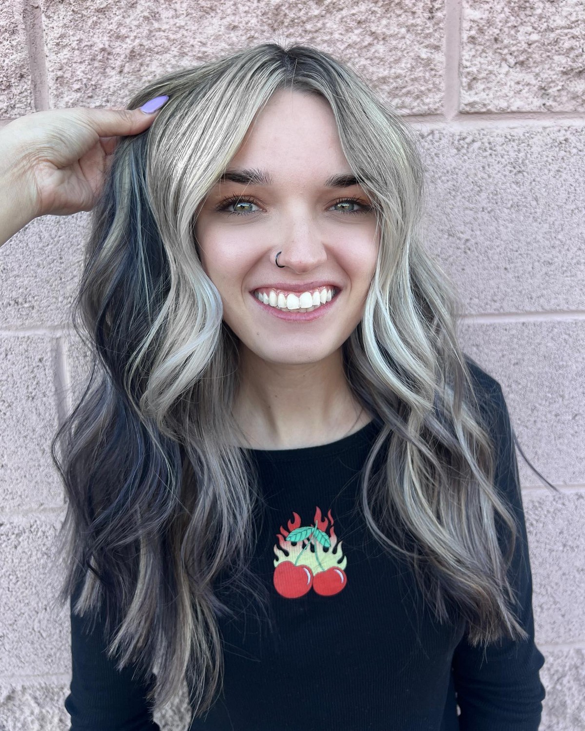 Platinum Blonde Peekaboo Highlights On Black Hair