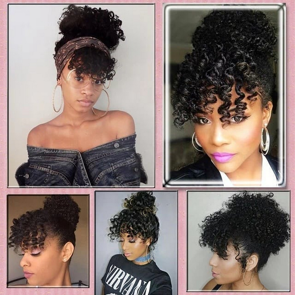 Afro Puffs With Bangs