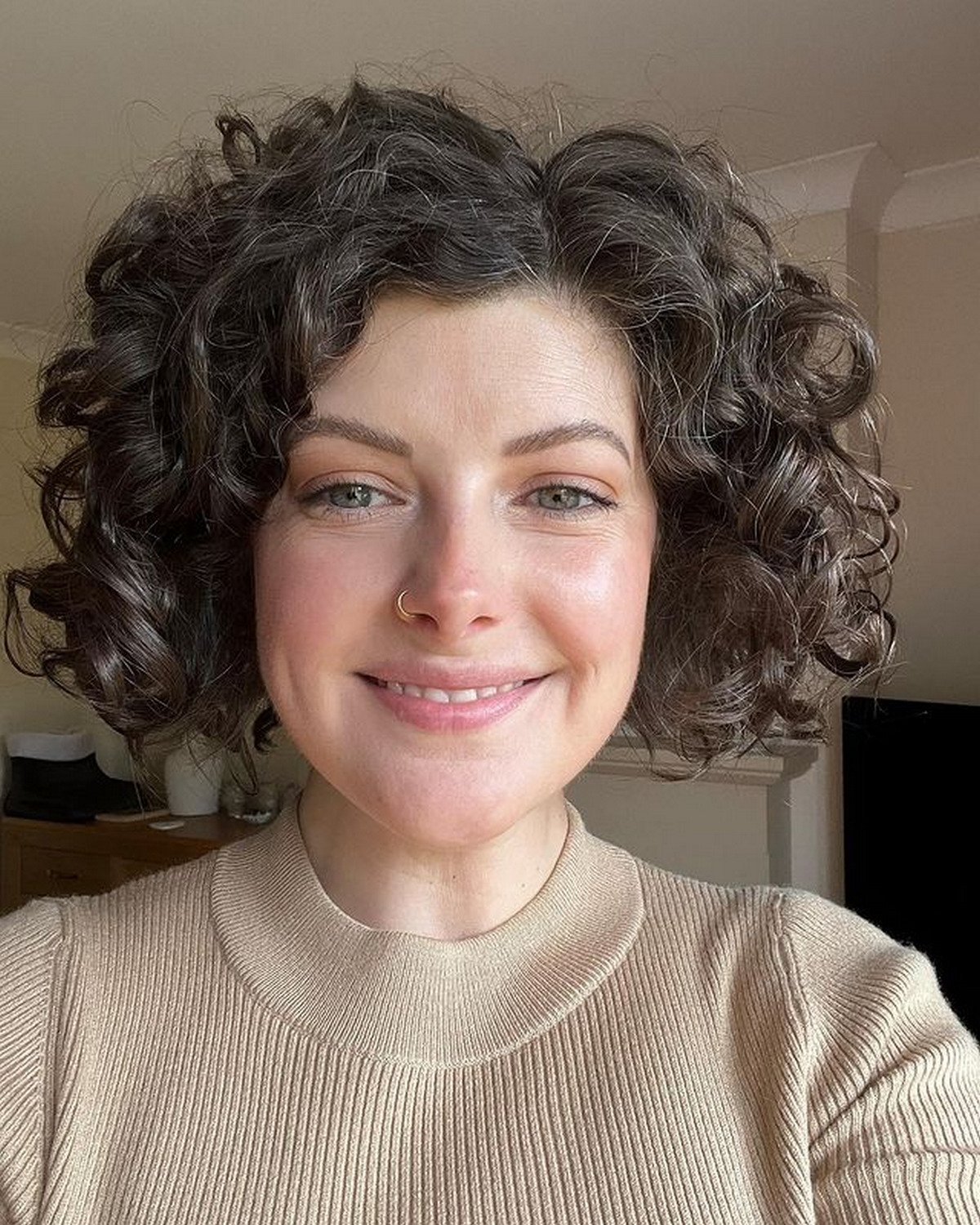 Curly Bob With Side Part