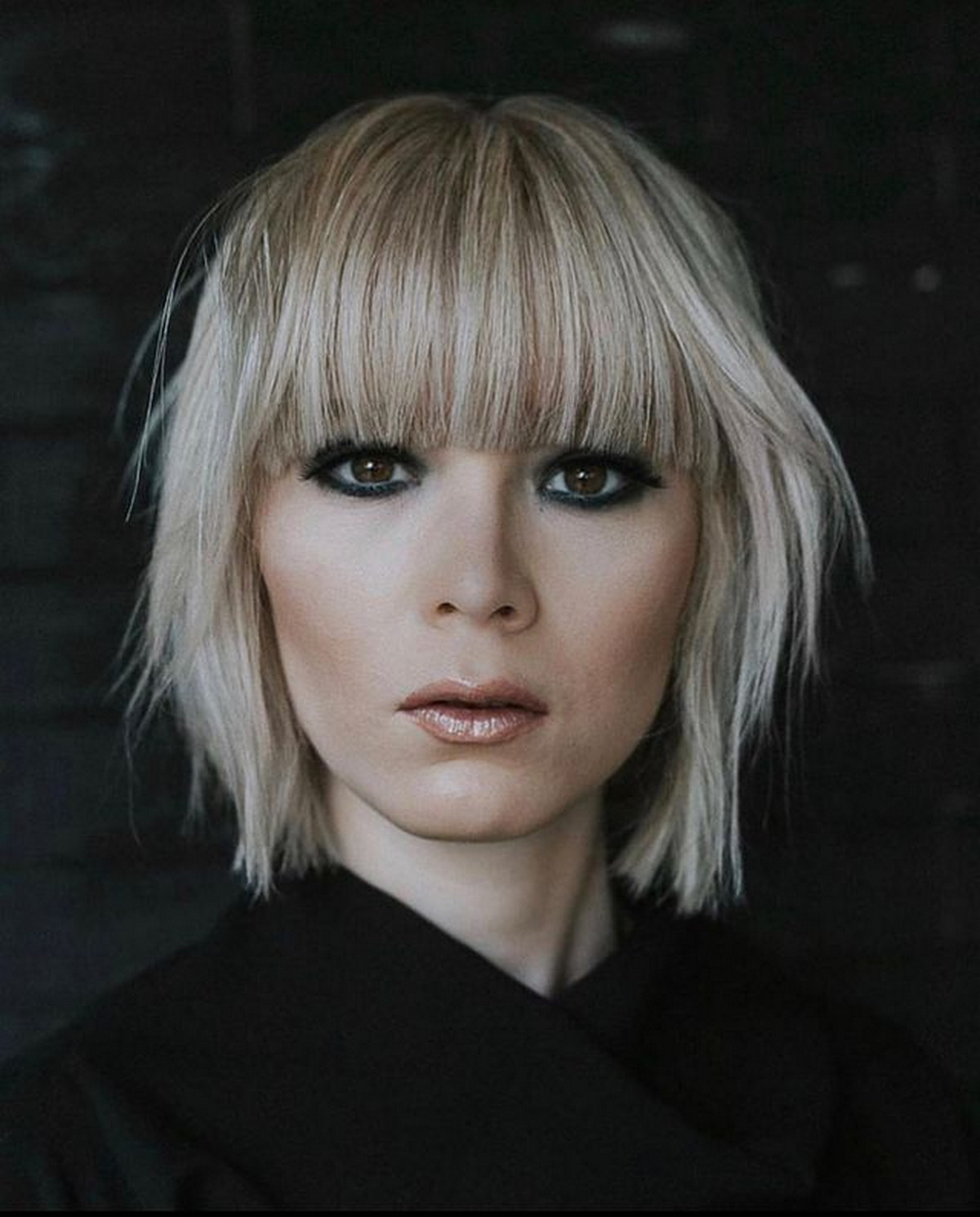 Layered Bob with Blunt Fringe