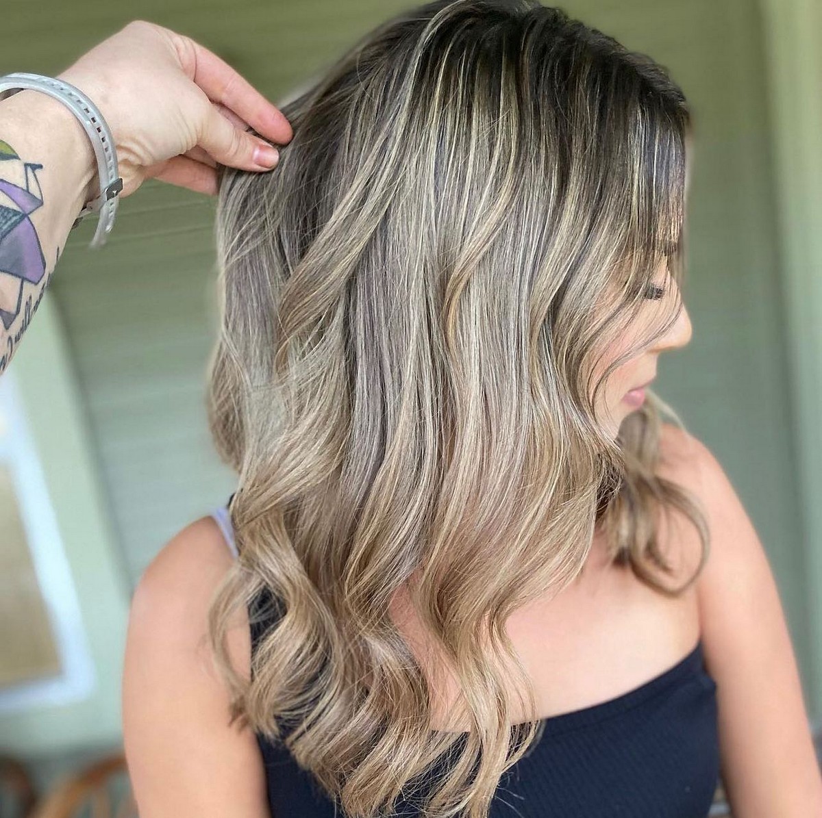 Sandy Blonde Highlights On Black Hair