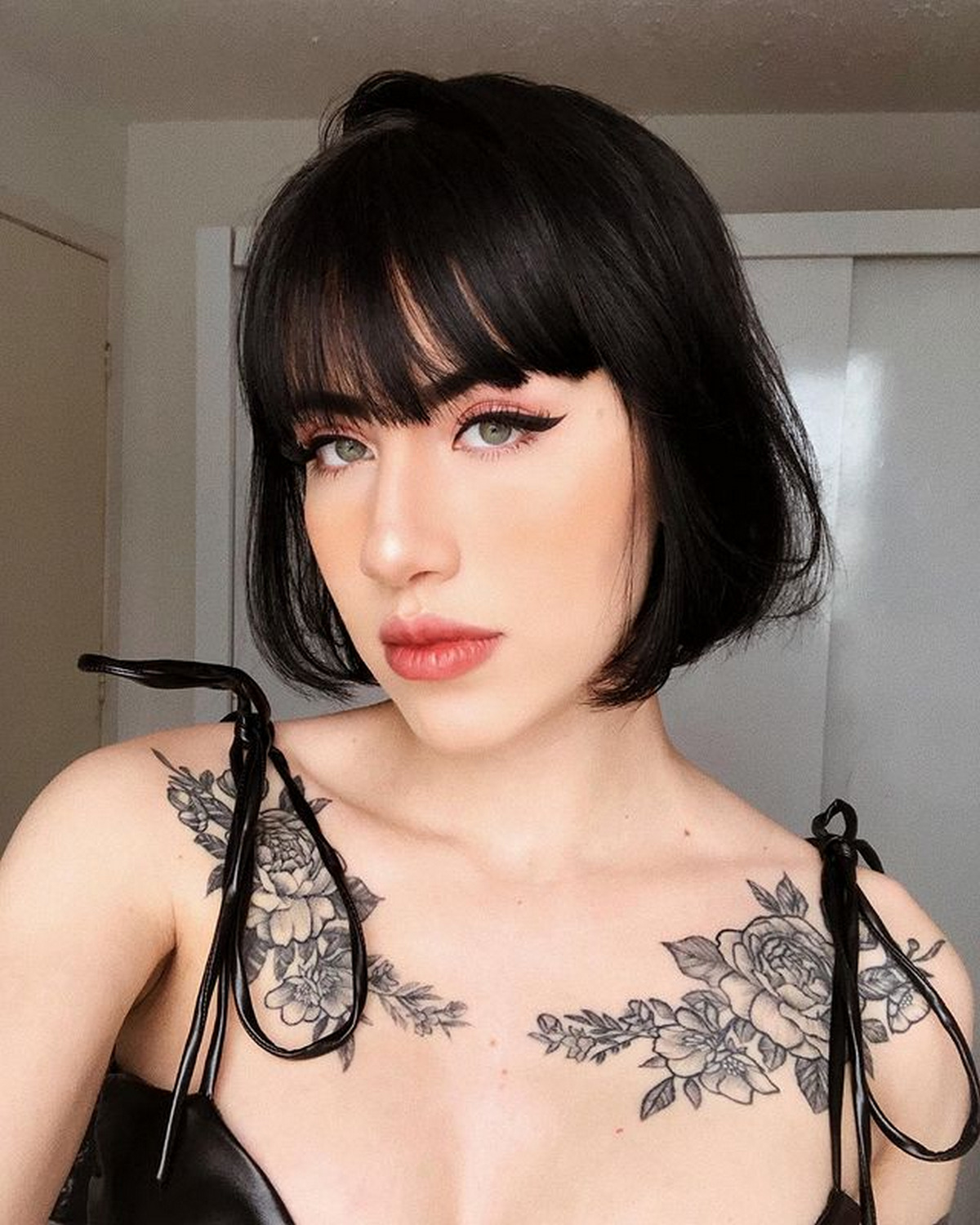 Angled Bob with Sleek Straight Bangs