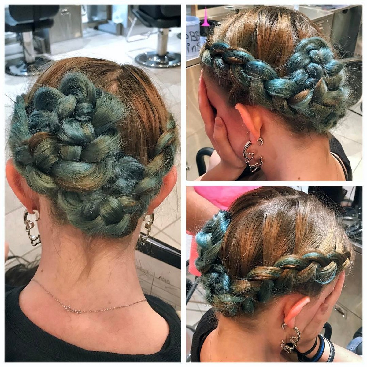 Blue Braided Hairstyle