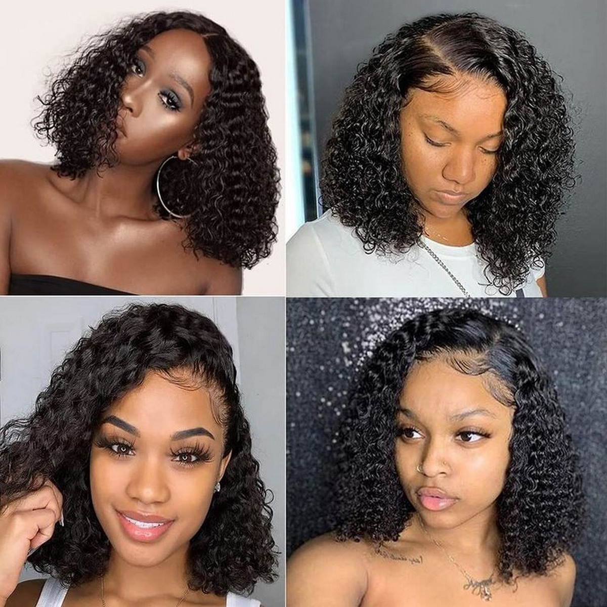 Curly Bob With Deep Side Part