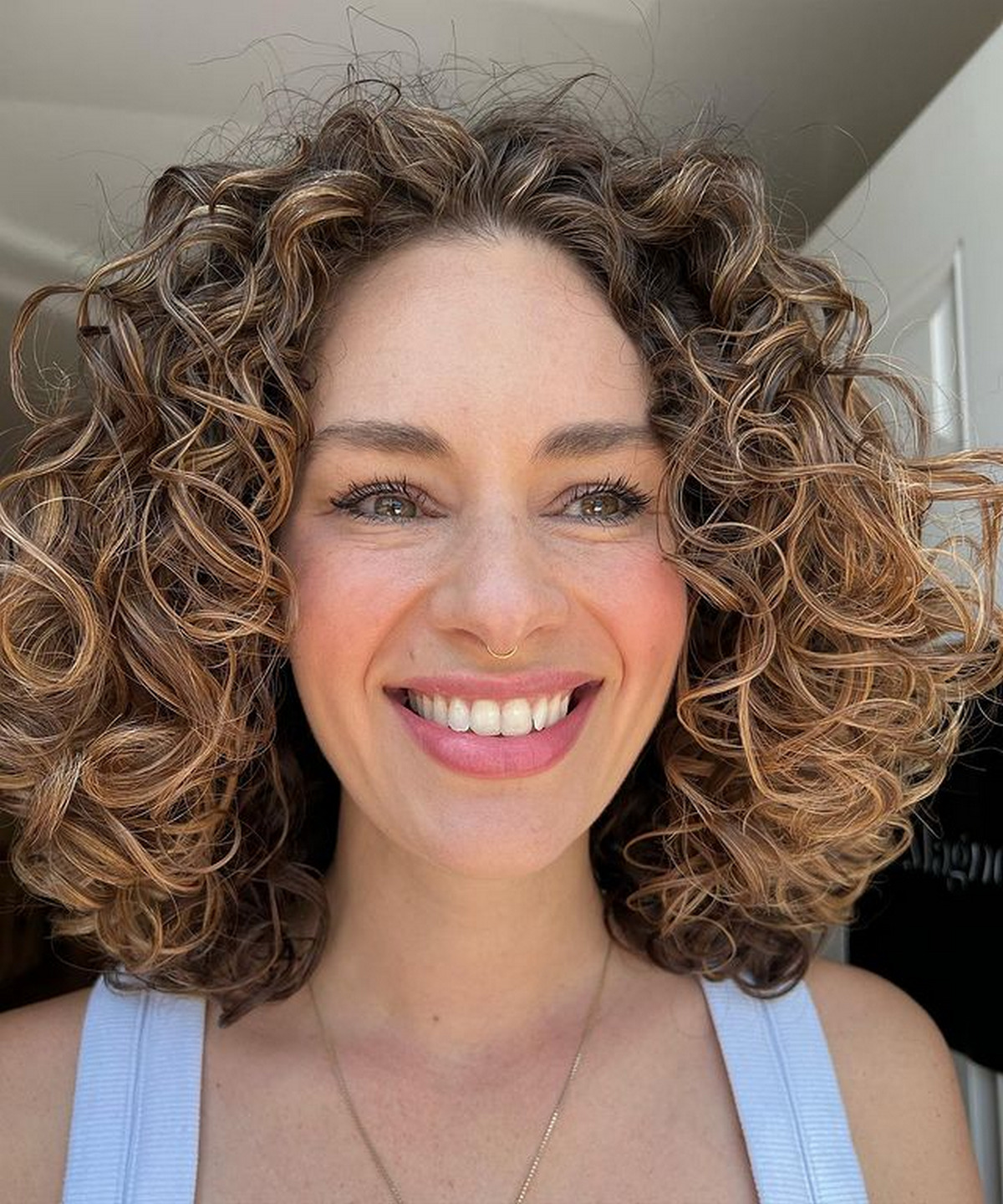 Curly Bob With Middle Part