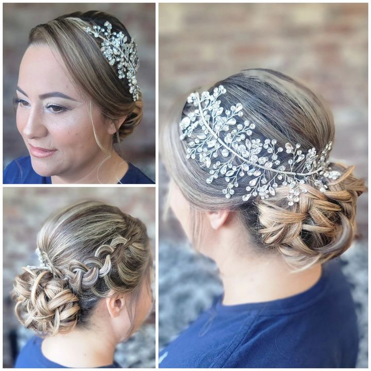 Low Updo And Braid On The Side With Floral Accessories