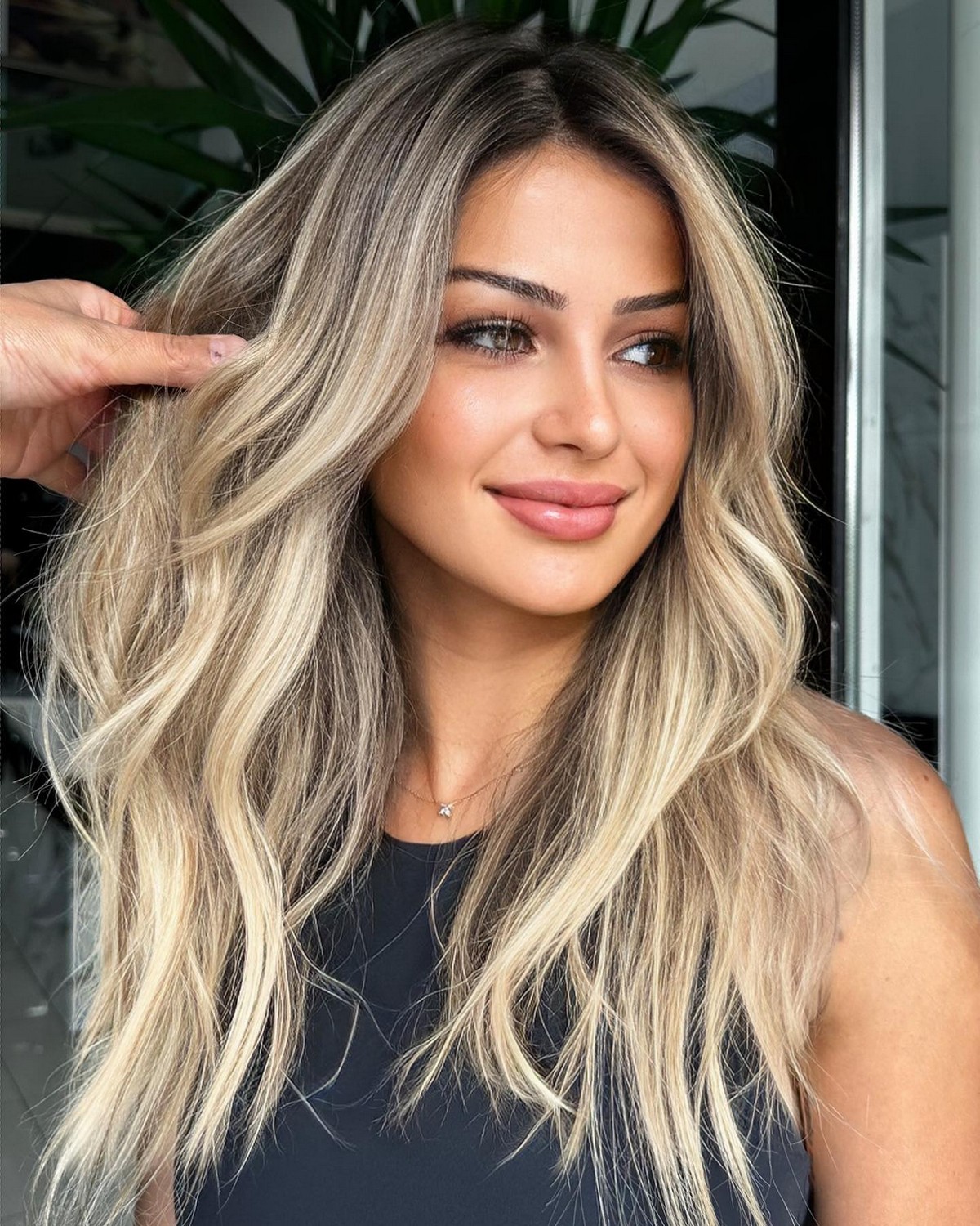 Ash Brown To Blonde Balayage On Black Hair