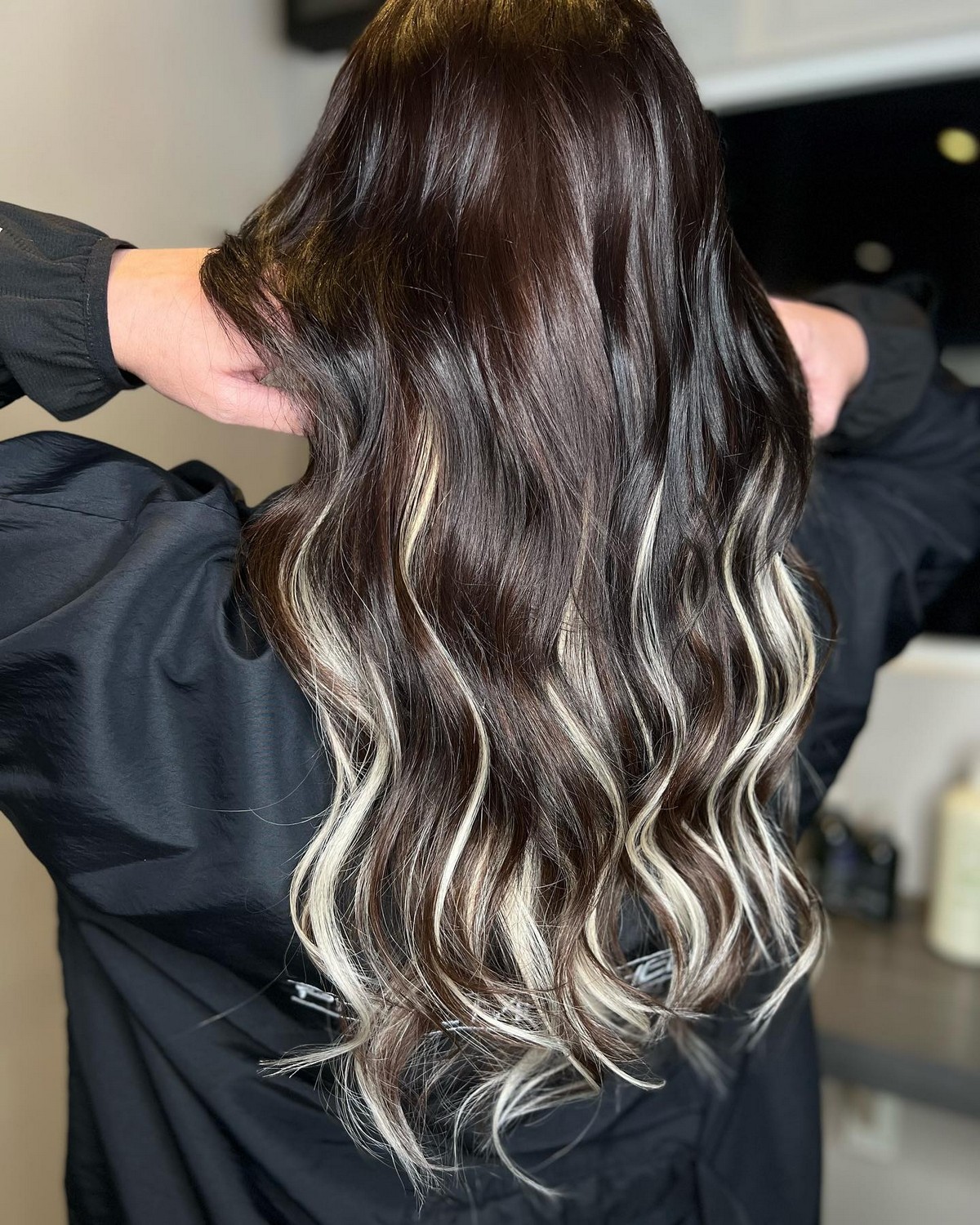Dark Brown Hair With Platinum Highlights