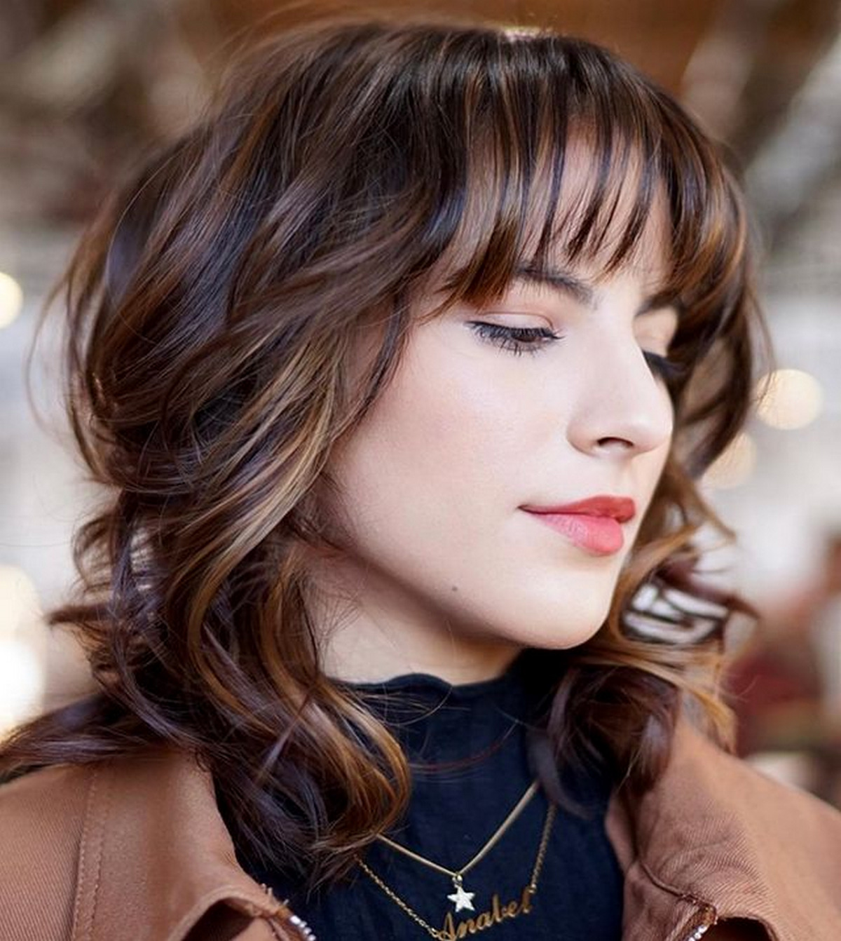 Wavy Lob with Shaggy, Piece-y Bangs