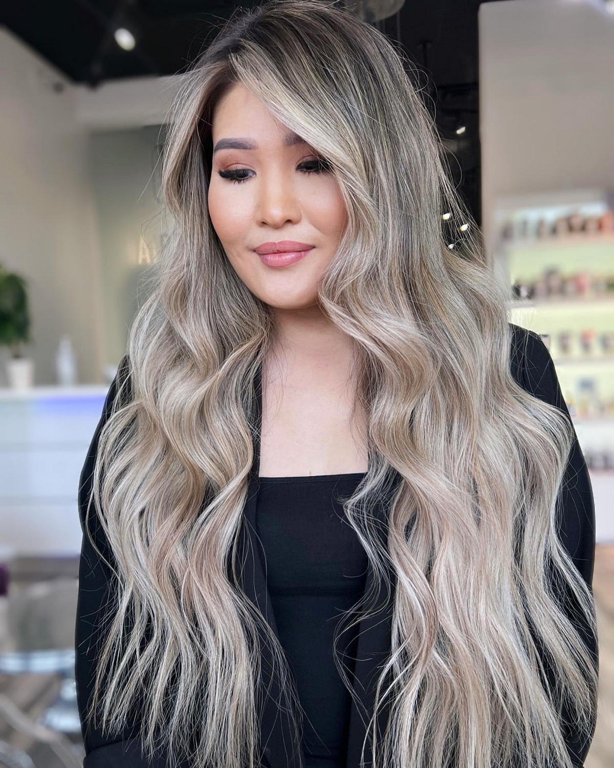 Ash Blonde Sombre On Black Hair