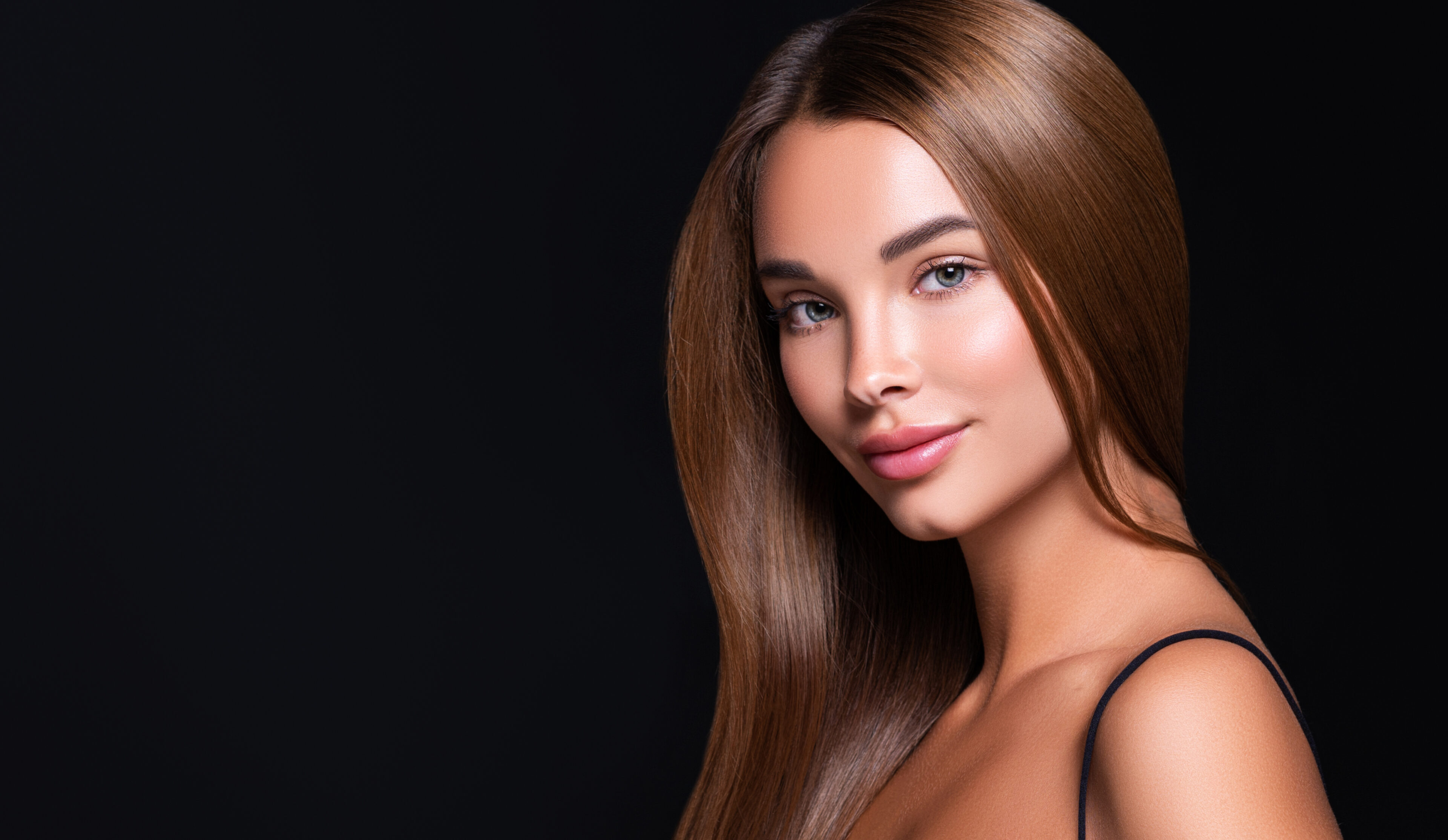 Chestnut Brown, Shiny, Straight Hair