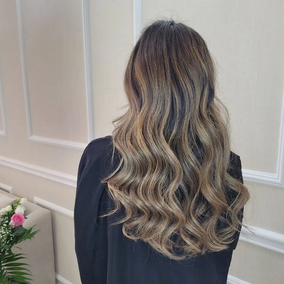 Thin Caramel Blonde Highlights On Black Hair