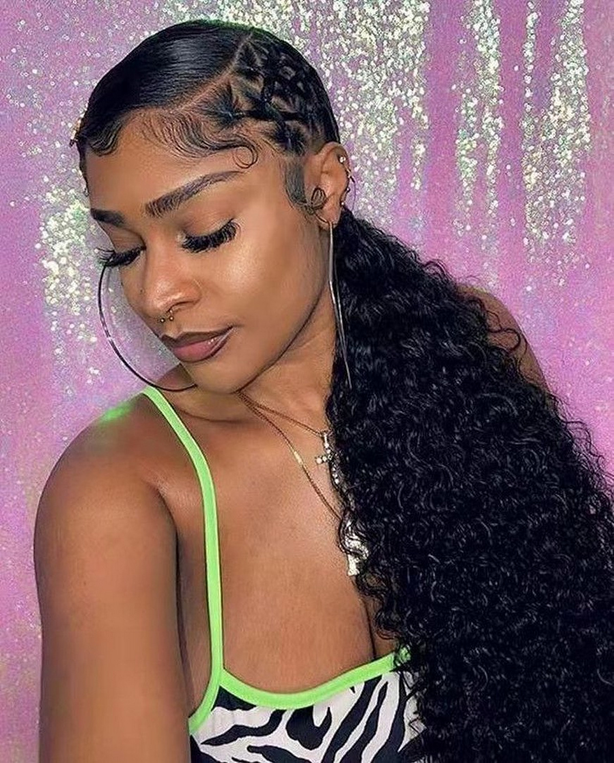 Criss Cross Braids with Curly Ponytail