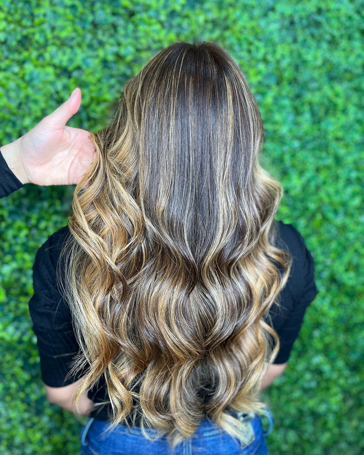 Honey Caramel Blonde Highlights On Black Hair