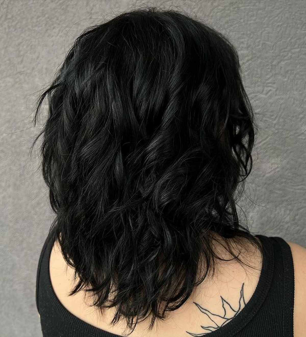 Black Medium-Shag Layered